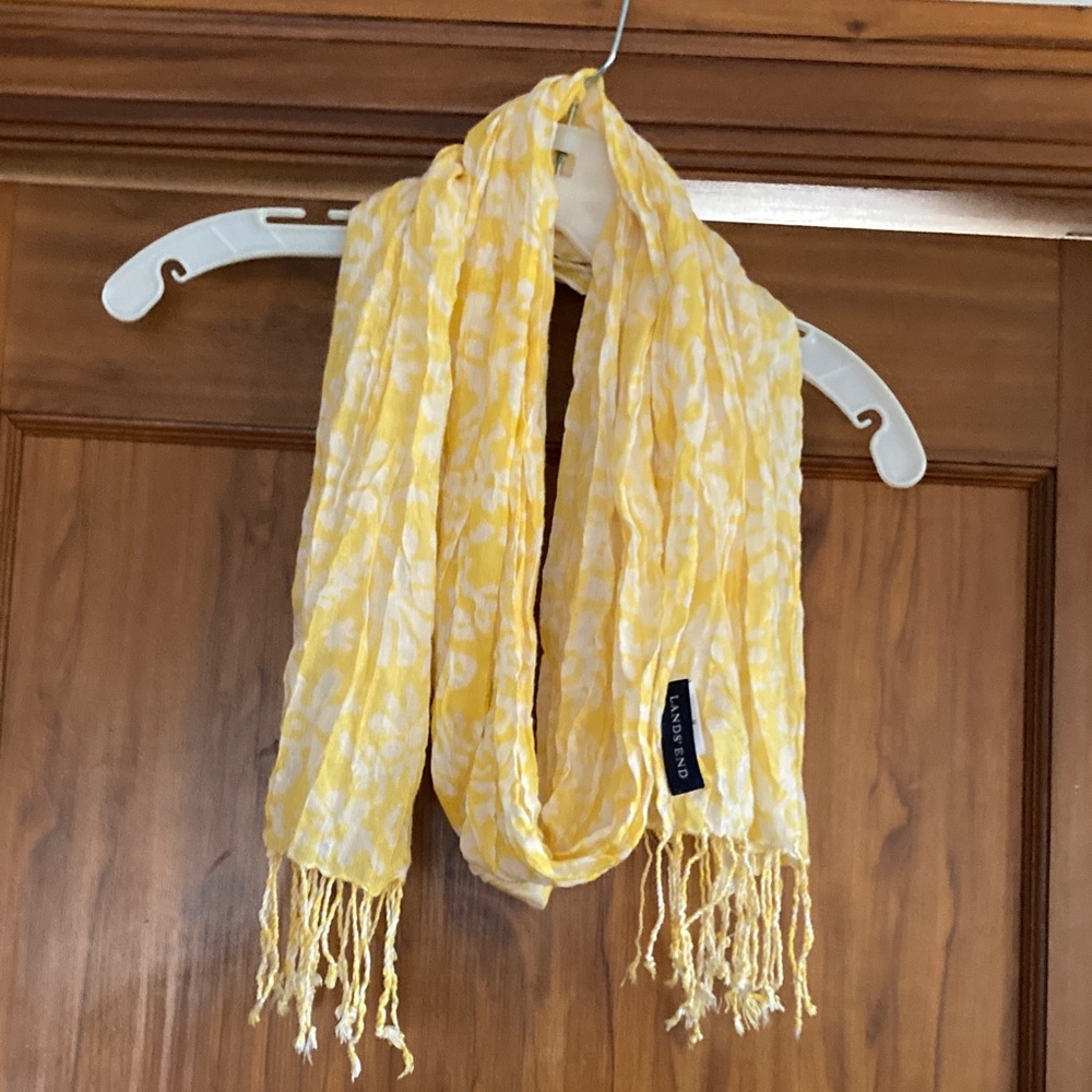 Lands' End Yellow Floral Scarf